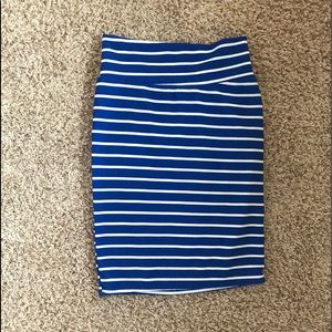 blue striped skirt